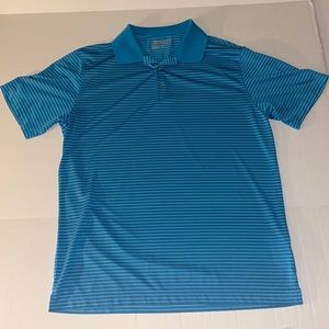 Nike Golf Men’s Large Blue White Stripes Short Sleeve Polo Shirt